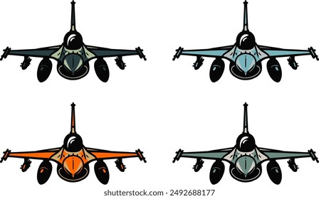 F 16 Fighting falcon plane in various camouflage colors