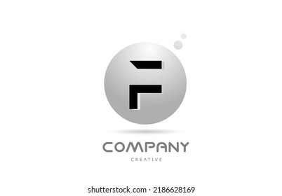 F 3D-Graukugel Buchstaben Logo Symbol Design mit Punkt. Kreative Vorlage für Unternehmen und Unternehmen
