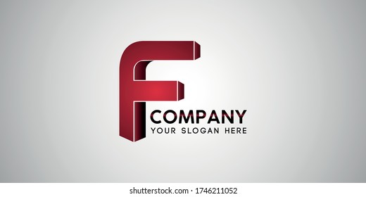 F 3d letter stylish logo design initial brand company