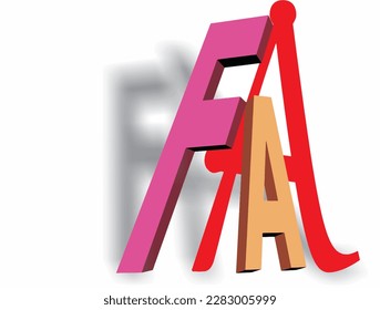 F and a 3d letters pink ,red ,brown ,black and yellow colors is a stylish text design excellent for company ,firm ,organization and all type business logo .The design is also great for valentine gift 