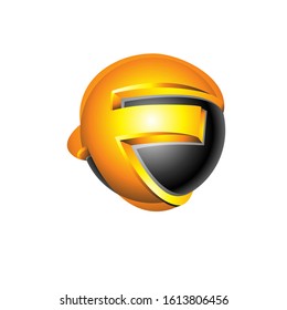 f 3d logo design simple modern template