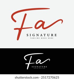 F, A, FA Logotipo inicial de la letra. Logo de Alphabet FA Handwritten Signature