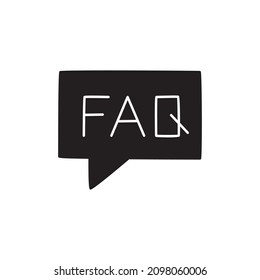 F. A. Q Icon in black flat glyph, filled style isolated on white background
