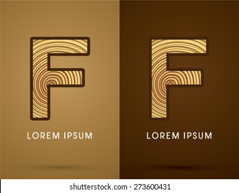F ,Abstract  font, concept wood, sign ,logo, symbol, icon, graphic, vector.