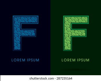 F, Abstract Font, Text, Typography, concept luxury natural blue and green, pattern, graphic vector