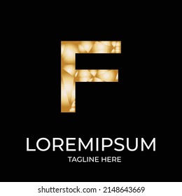 F vector de diseño de logotipo de oro abstracto