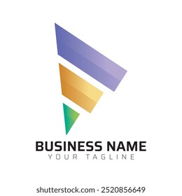 F abstract modern minimalist premium typography 3d colorful letter logo design template