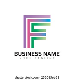 F abstract modern minimalist premium typography 3d colorful letter logo design template