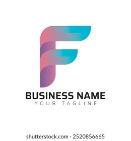 F abstract modern minimalist premium typography 3d colorful letter logo design template
