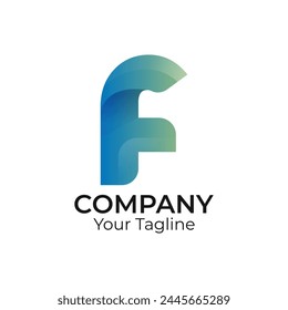F abstract typography 3d colorful letter logo design template