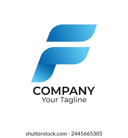 F tipografía abstracta 3d letra colorida logo diseño Plantilla