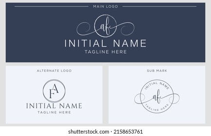A F AF Initial handwriting signature logo template vector. Hand lettering for designs