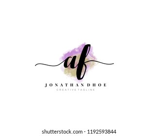 A F AF Initial watercolor logo on white background. Logo template vector
