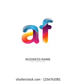A F AF Logo Letter Design Vector colorful glossy color.