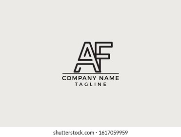 A F AF Logo Letter Icon Creative Minimal Design with Black and White Color in Vector Editable File.