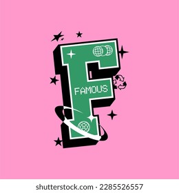 F alphabet famous simple vintage fashion