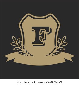 F Alphabet initials crest emblem logo