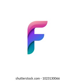 F Alphabet letter logo. Abstract Colorful logotype vector design template.