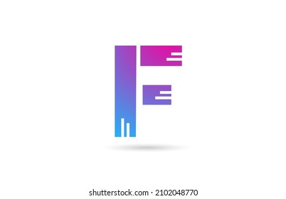 F alphabet letter logo for business and company. Pink blue colour template for icon design