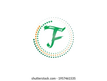 F alphabet letter logo circle design for business and company