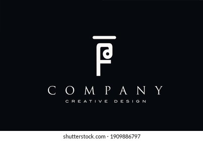 F alphabet letter logo icon. Black and white Design for lettering and corporate identity. Professional elegant template with vintage abstract style