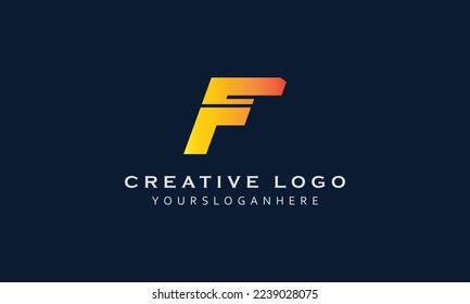 F alphabet lettering creative minimal professional simple realistic vector black logo design with blue black gradient background template