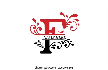 F Alphabet split letter nature abstract monogram vector logo template