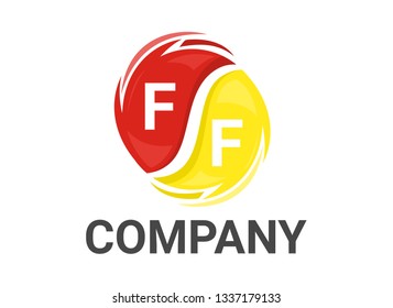f alphabet text type initial iconic logo design illustration in twister swirl wind spiral rotation like black hole in colorful color