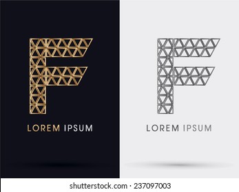 F alphabet triangle font, logo, symbol, icon, graphic, vector .