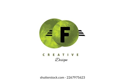 F alphabet vector logo design with green water color brush . Elegant vector logo design