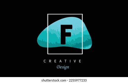 F alphabet water color logo artistic, fancy, trendy hand drawn vector design on black background