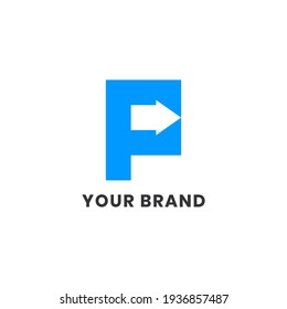 F Arrow Blue Logo Abstrakt Einfaches Alphabet Brief Einzigartiges Logo für Unternehmen und Unternehmen. Kreative Schrift und Unternehmensidentität. Branding-Design
