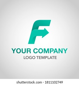 F and arrow logo template with interesting combination of letter and direction sign - vector element of corporate style