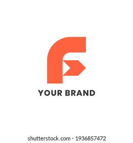 F Arrow Orange Logo Abstract Unique Simple alphabet letter Unique logo for business and company. Creative lettering and corporate identity. Branding design