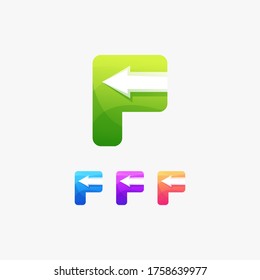 icono del alfabeto del vector de flecha f
