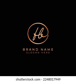 F, B, FB Initial letter handwritten and signature vector logo. Business template in round shape line art
