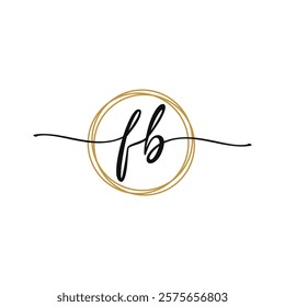 F B Initial Script Letter Beauty Logo Template