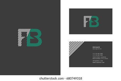 F B joint line logo  letter design with business card template