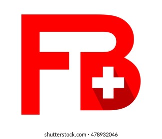 f and b red positive initial letter rectangle typography typeface logotype alphabet font image vector icon