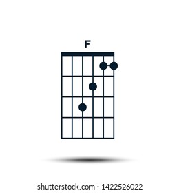 F, Basic Guitar Chord Chart Icon Vector Template