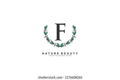 F beauty floral logo design inspiration. Vector letter wedding template design for brand.