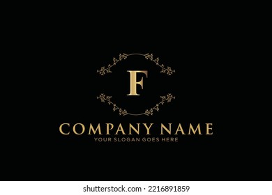 F Beauty vector initial logo, handwriting logo of initial signature, wedding, fashion, jewerly, boutique, floral and botanical with creative template for any company or business.