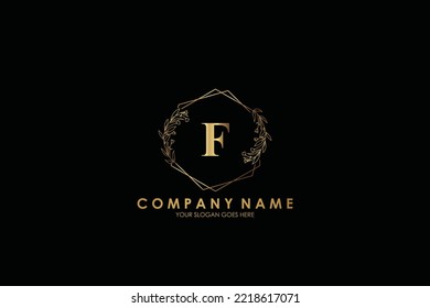 F Beauty vector initial logo, handwriting logo of initial signature, wedding, fashion, jewerly, boutique, floral and botanical with creative template for any company or business.