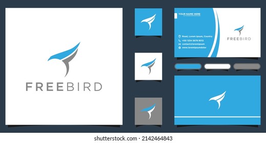 F bird logo icon and business card