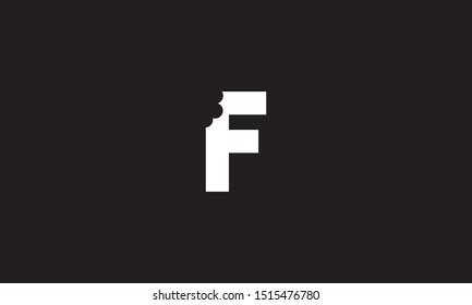 F bite letter logo. Unique attractive creative modern initial F logo with bites shape design