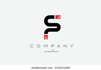 F black and red alphabet letter logo icon design. Creative template suitable for a business or company