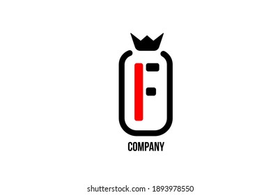 F black white crown alphabet letter logo for company and corporate. Red color luxury design. Can be used as an icon for a brand or product