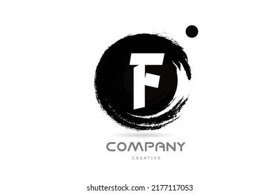 F black and white grunge alphabet letter logo icon design with japanese style lettering. Creative template for business and company