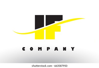 IF I F  Black and Yellow Letter Logo with White Swoosh and Curved Lines.