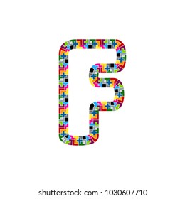 F Block Puzzle Letter Logo Icon Design